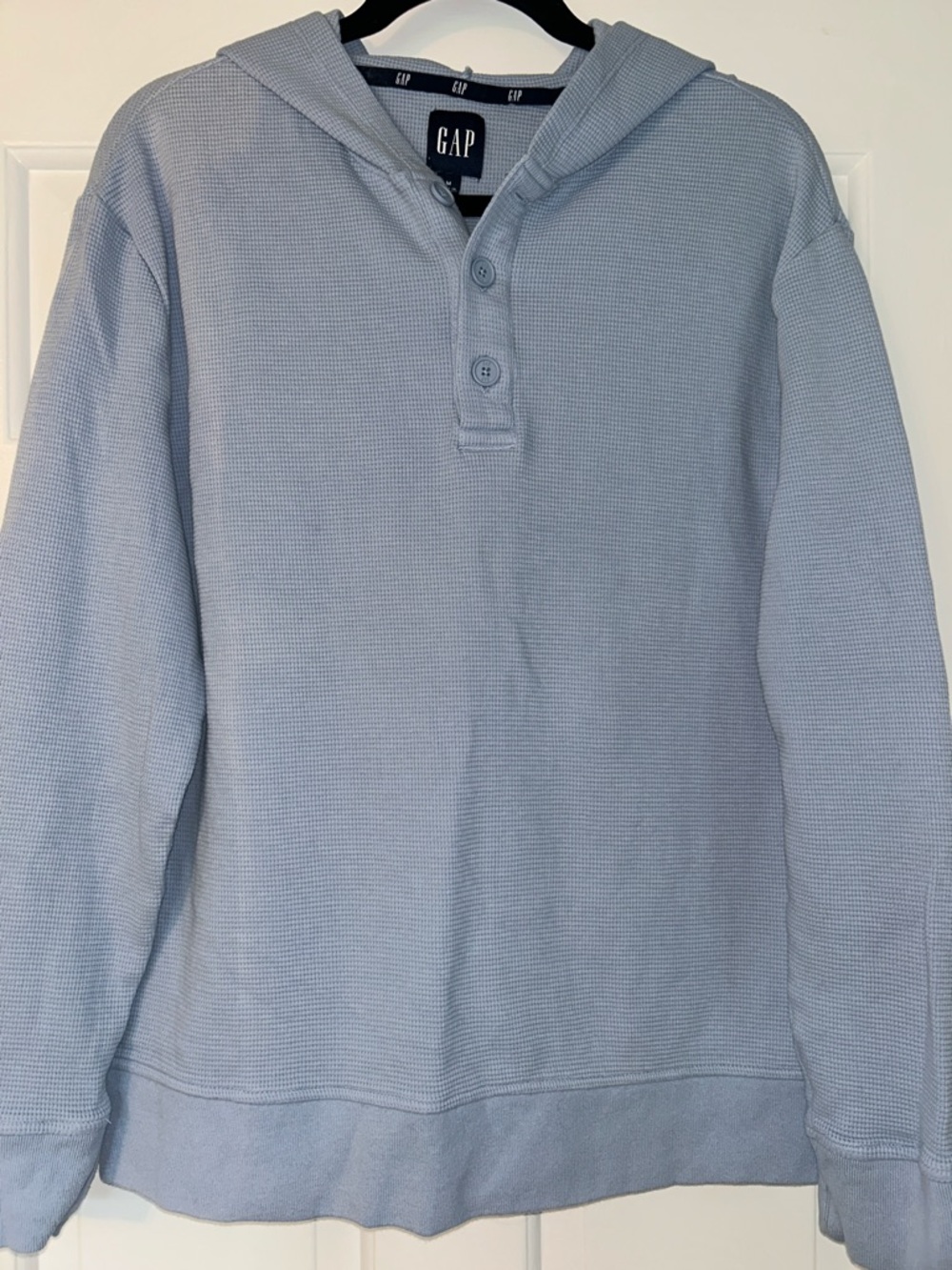 GAP Pale Blue Hooded Henley Sweater